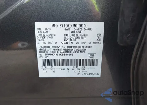2019 Ford Edge Sel from USA, damaged, VIN 2FMPK4J91KBB18956